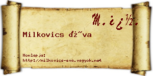 Milkovics Éva névjegykártya