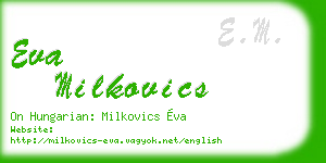eva milkovics business card